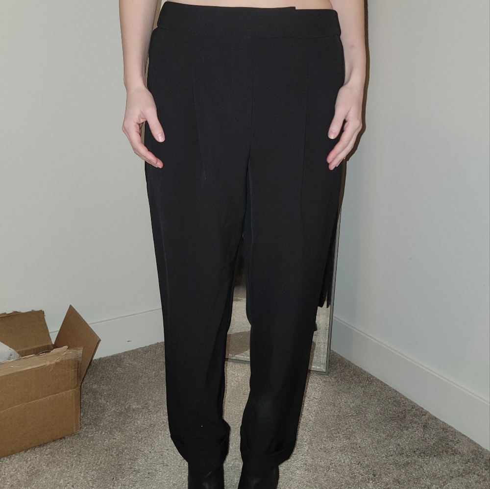 Loft Outlet Black High Rise Straight Cuffed Trouser Size S, Black